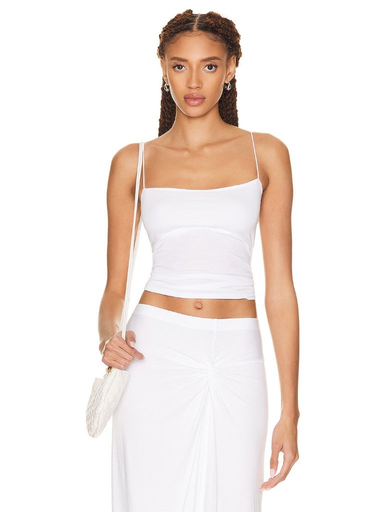 Enza Costa Supima Cotton Essential Strappy Tank Top In White